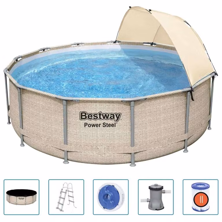 Bestway Set Piscina con Tettoia Power Steel 396x107 cm