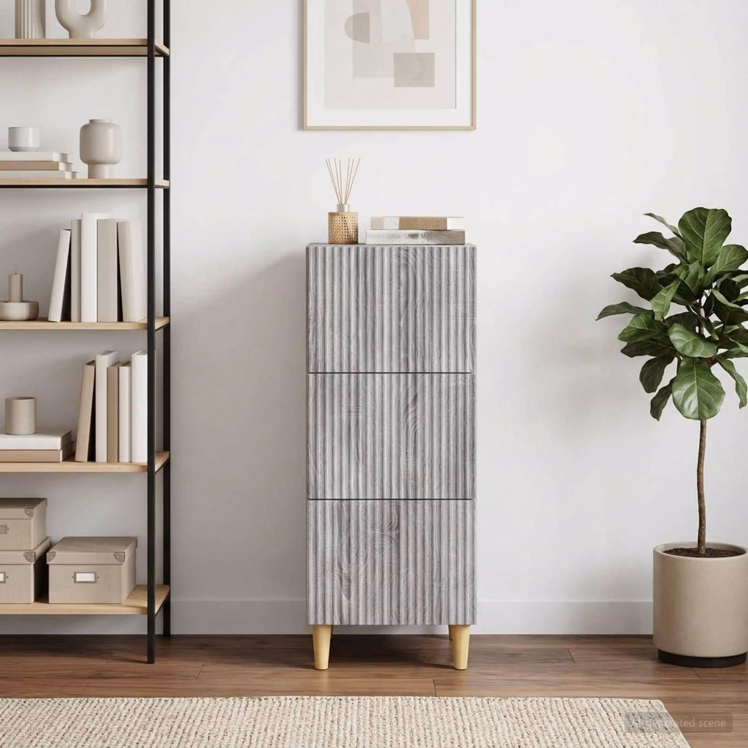 Carrello mobile con cassetti vidaXL Grigio Sonoma L: 33 cm, P: 34,5 cm, H: 90 cm