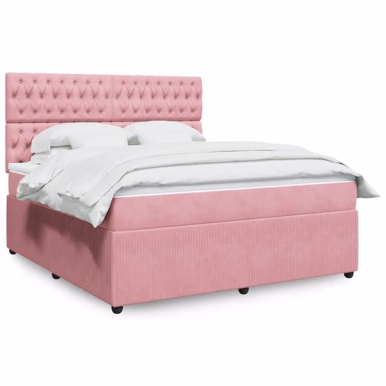 Maison Exclusive - Giroletto a Molle con Materasso Rosa 180x200 cm in Velluto