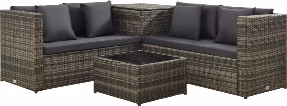 Maison Exclusive - Set da giardino da 4 pezzi con cuscini in polyrattan grigio