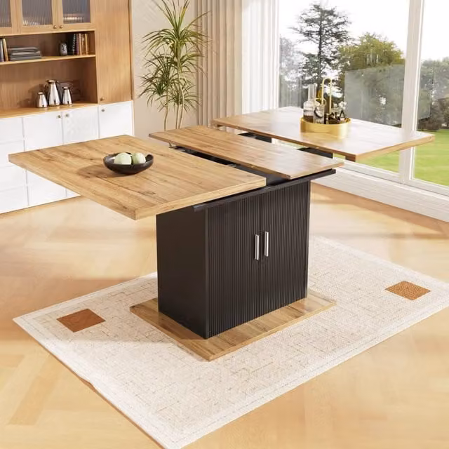 Tavolo da Pranzo Allungabile con Ripiani ¨C MINIMAL ¨C 140x70 cm, Naturale/Nero