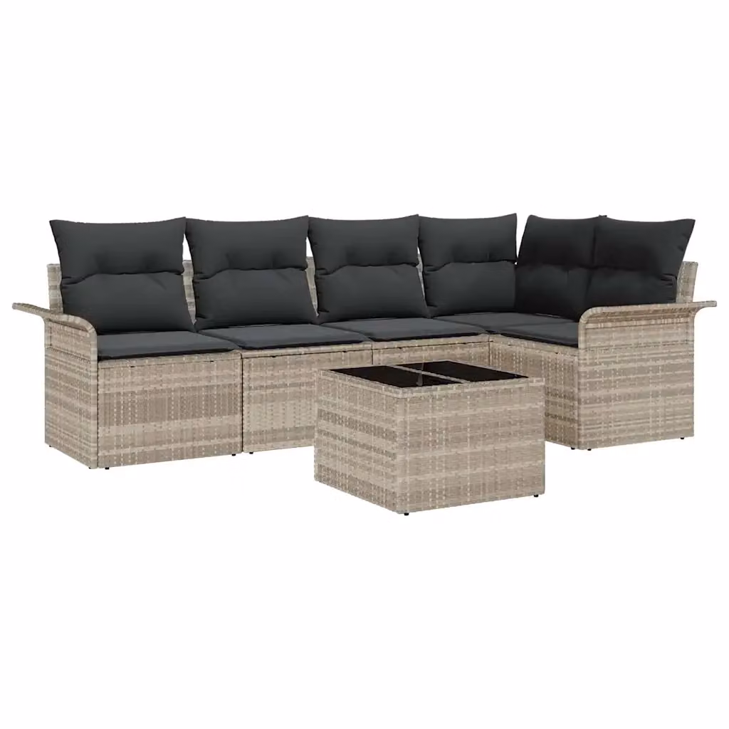 Set Divano da Giardino vidaXL a forma a U in Polyrattan Grigio con Tavolino e Cuscini – 2