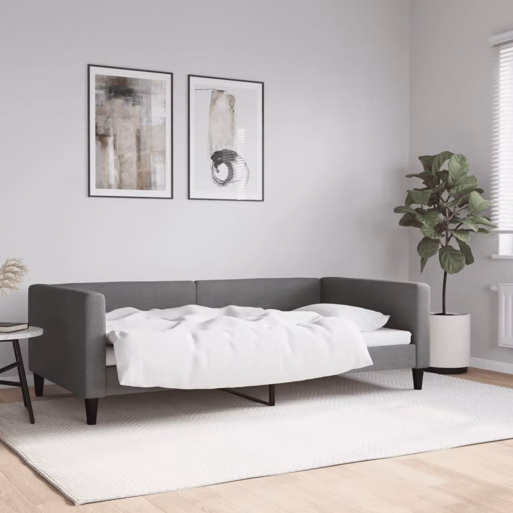 Maison Exclusive - Letto a giorno, colore grigio scuro, 100x190 cm, tessuto