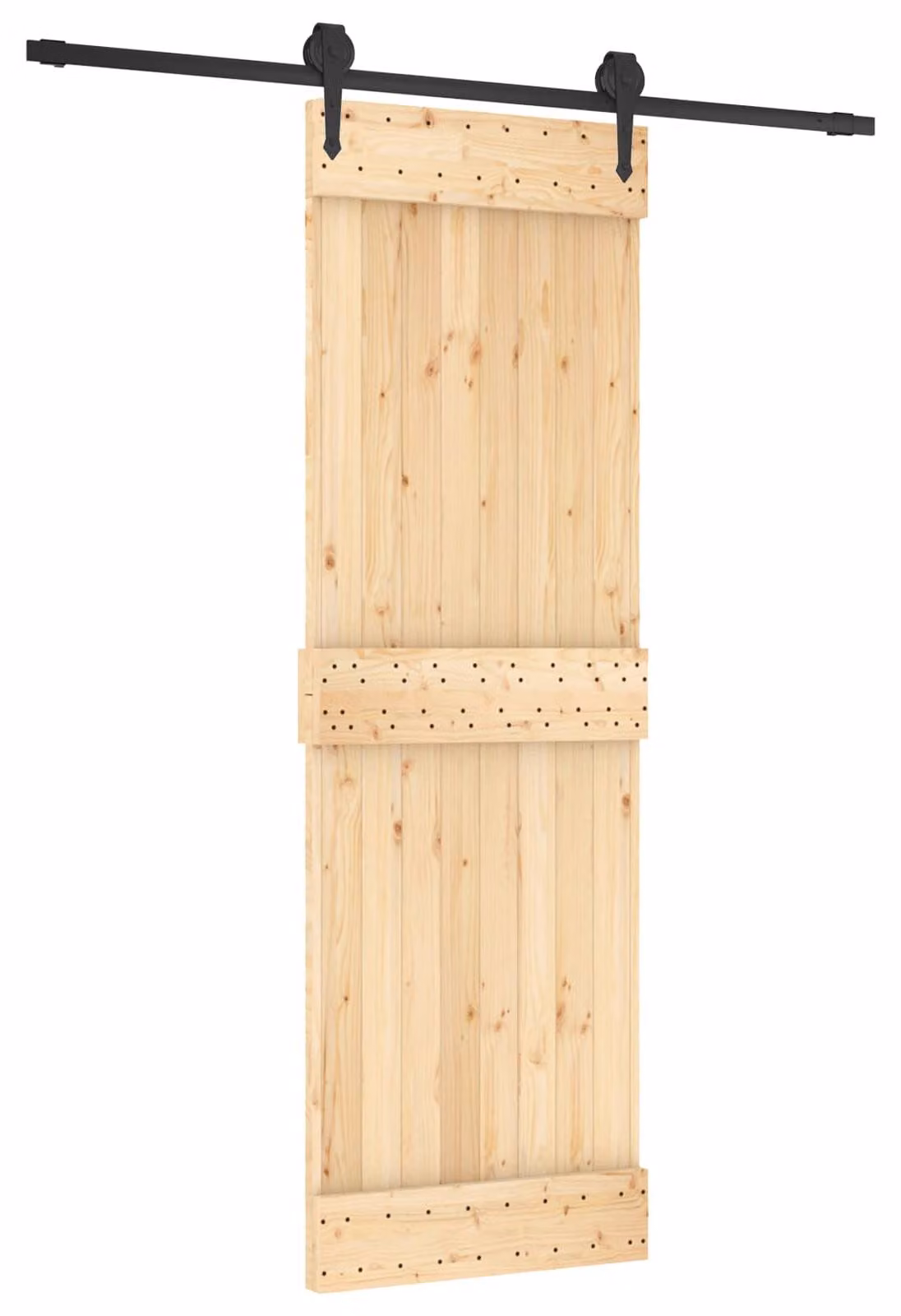 Porta scorrevole Naturale e Nero 70 x 210 cm