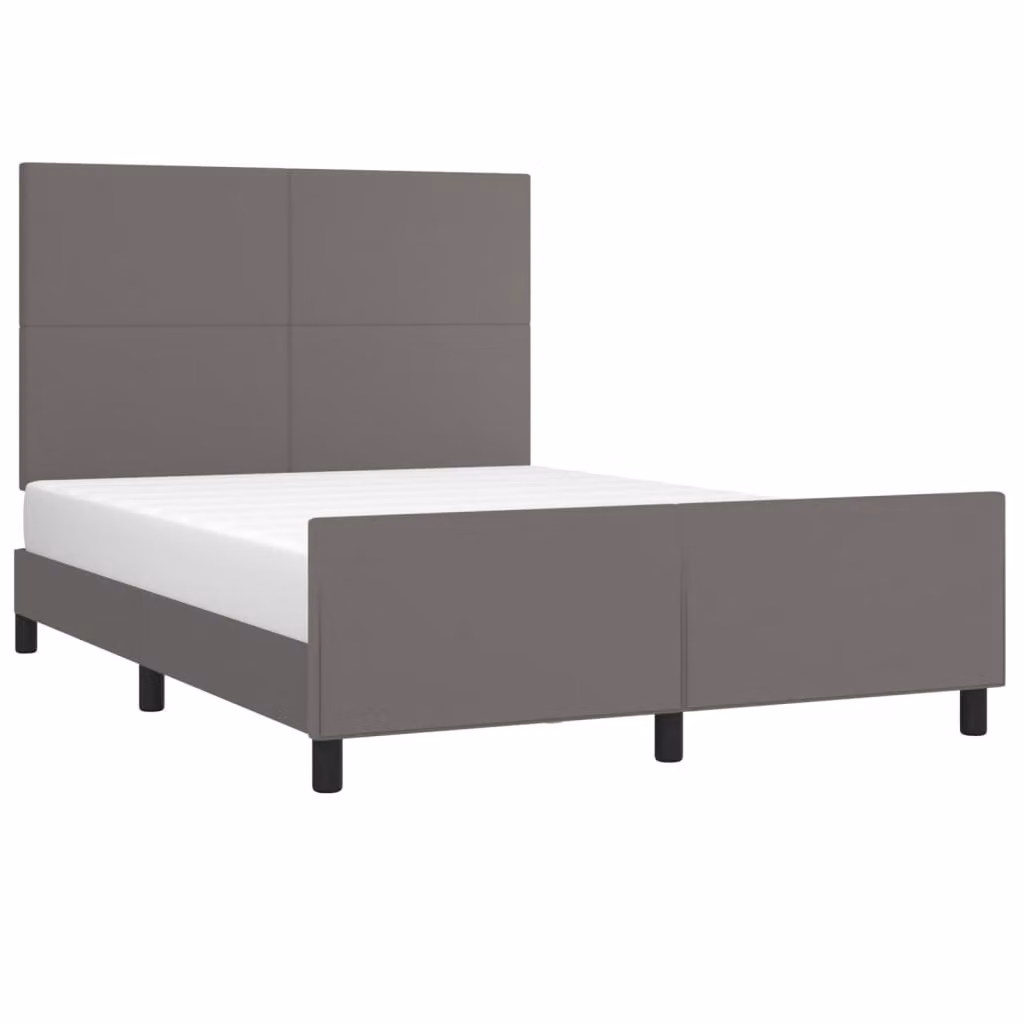 Giroletto con Testiera Grigio 140x200 cm in Pelle finta