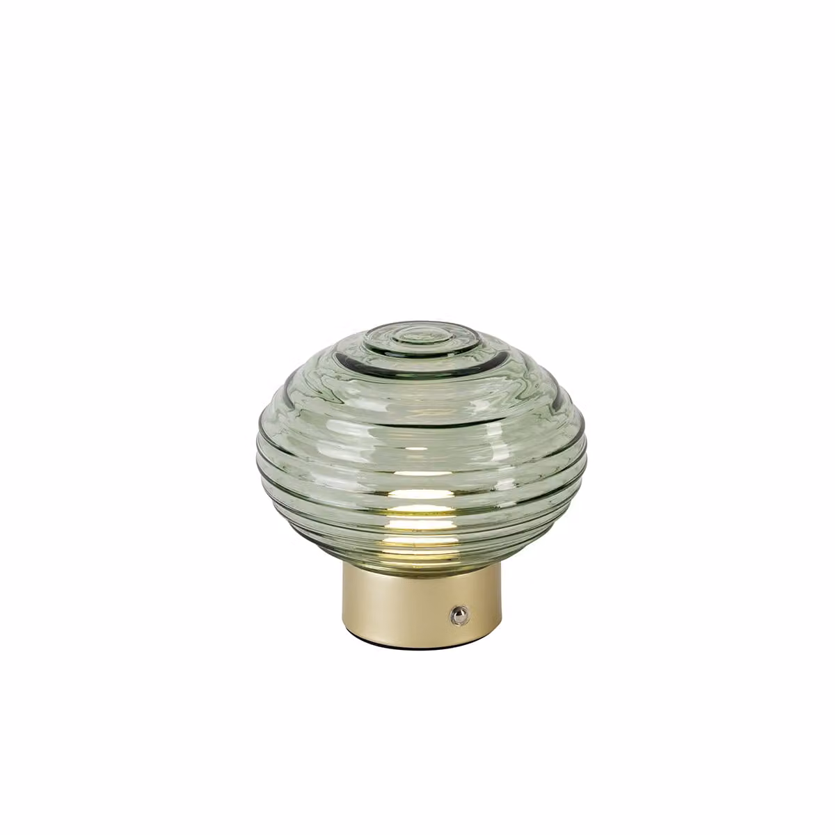 Trio Leuchten - Lampada da tavolo moderna in ottone con vetro verde, ricaricabile - Lexie Touch-function dimmer I Dimmerabile I Soggiorno I Camera da letto - Rotonda - I (non sostituibile) LED