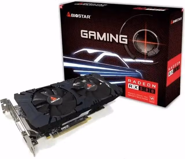 Scheda grafica Biostar Radeon RX 580 8GB GDDR5 nera con porte HDMI e DisplayPort (VA5815TQ82)