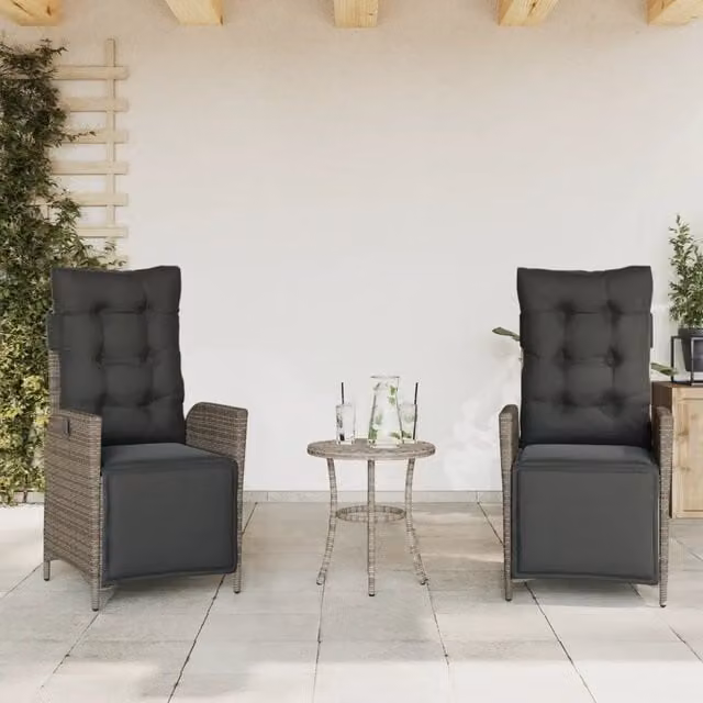 Sedie da Giardino Reclinabili 2 pz con Poggiapiedi Polyrattan 365291