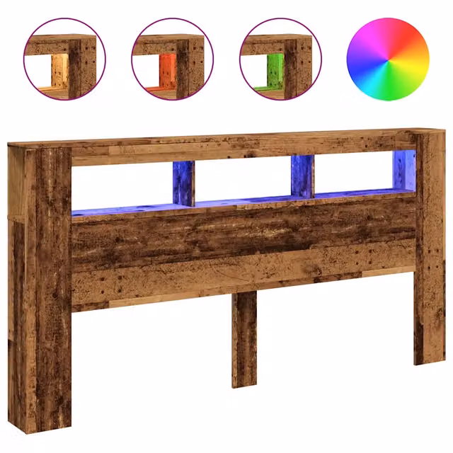 Testiera con illuminazione LED e mensola integrata Design In in legno multistrato color marrone, L: 200 cm, P: 18,5 cm, H: 103,5 cm