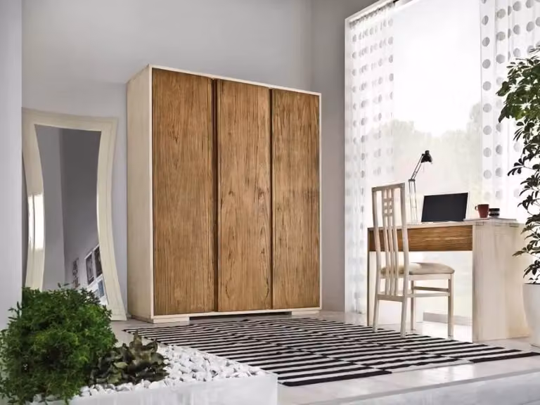 Armadio 3 porte in legno stile shabby chic bicolore bianco e marrone Mobili 2G L/P/H: 180 x 60 x 220 cm