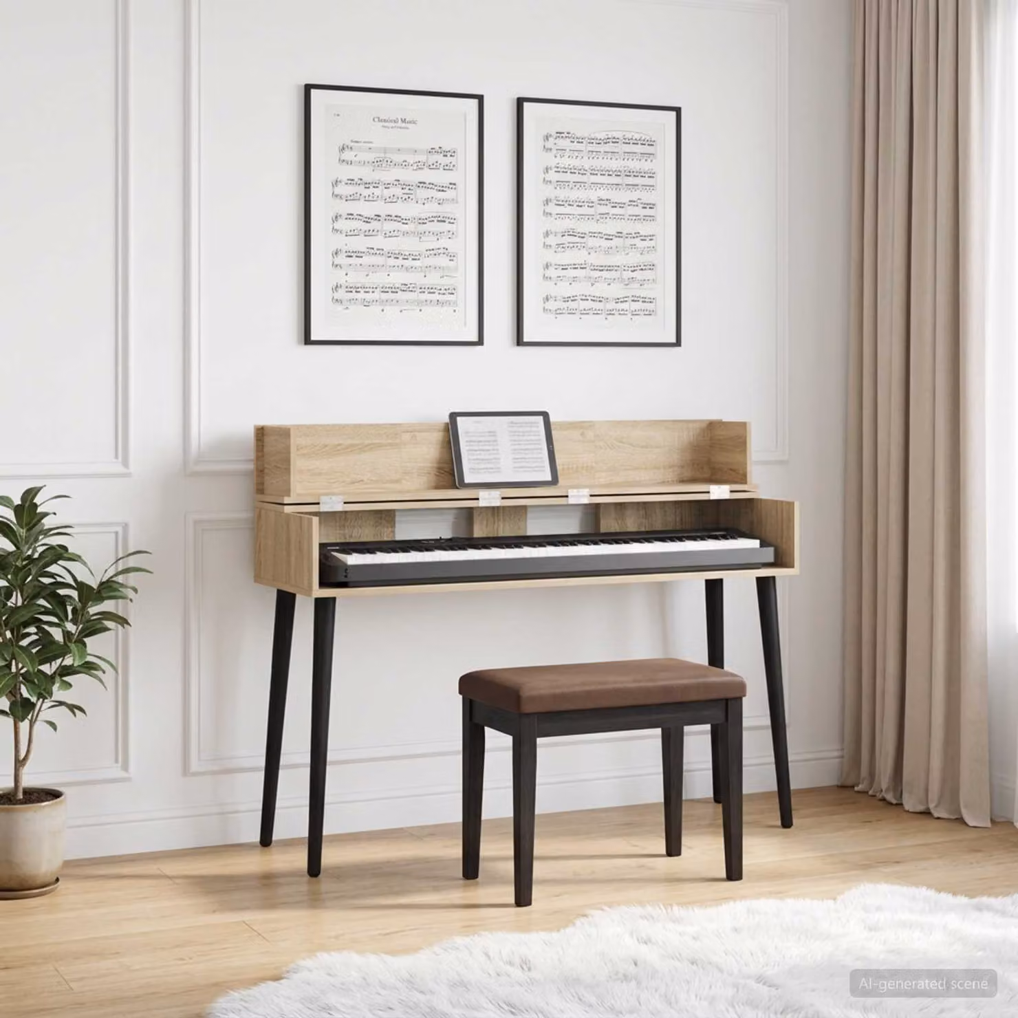 Scrivania da studio moderna vidaXL in rovere color marrone L: 110 cm, P: 40 cm, H: 19,5 cm