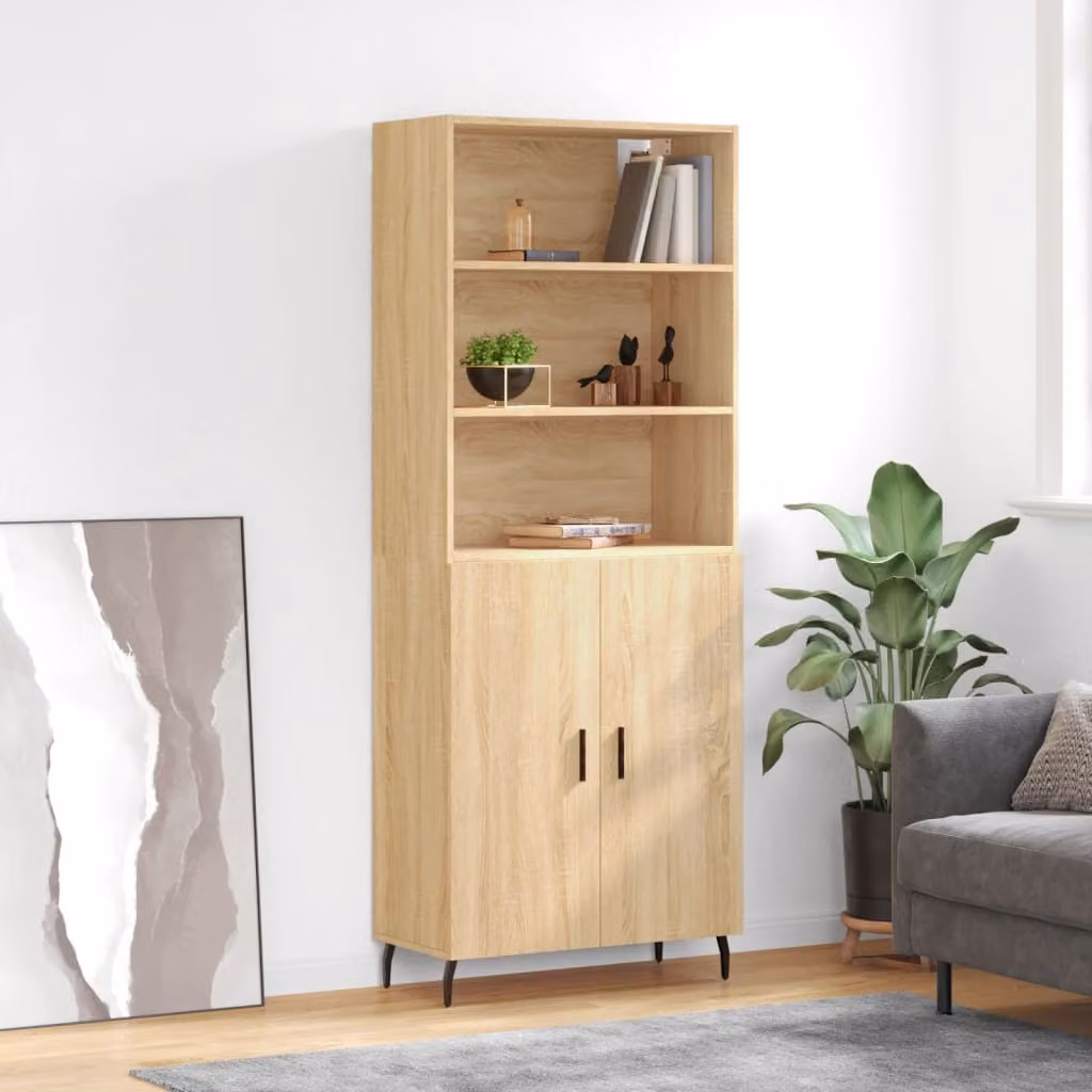 Credenza moderna vidaXL in rovere color marrone con ante a battente e ripiani interni L: 69,5 cm, P: 34 cm, H: 180 cm
