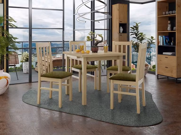 Tavolo da pranzo allungabile 80 cm con 4 sedie ADELBITE 4 - rovere sonoma / oliva scuro