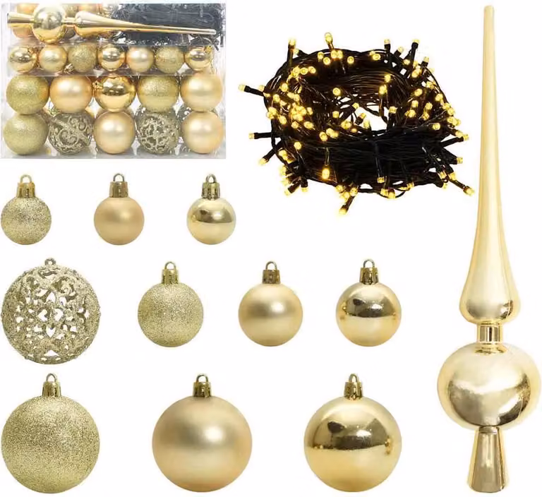 Set di Palle di Natale con 150 LED 61 pcs Oro Plastica