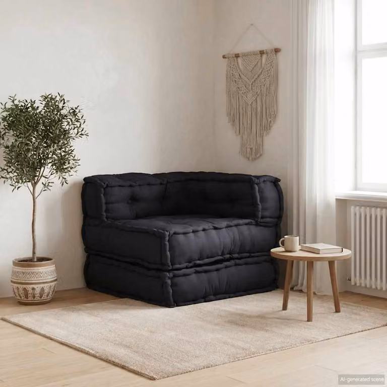 Divano Componibile Moderno vidaXL in Tessuto Antracite L: 70 cm, P: 70 cm, H: 54 cm