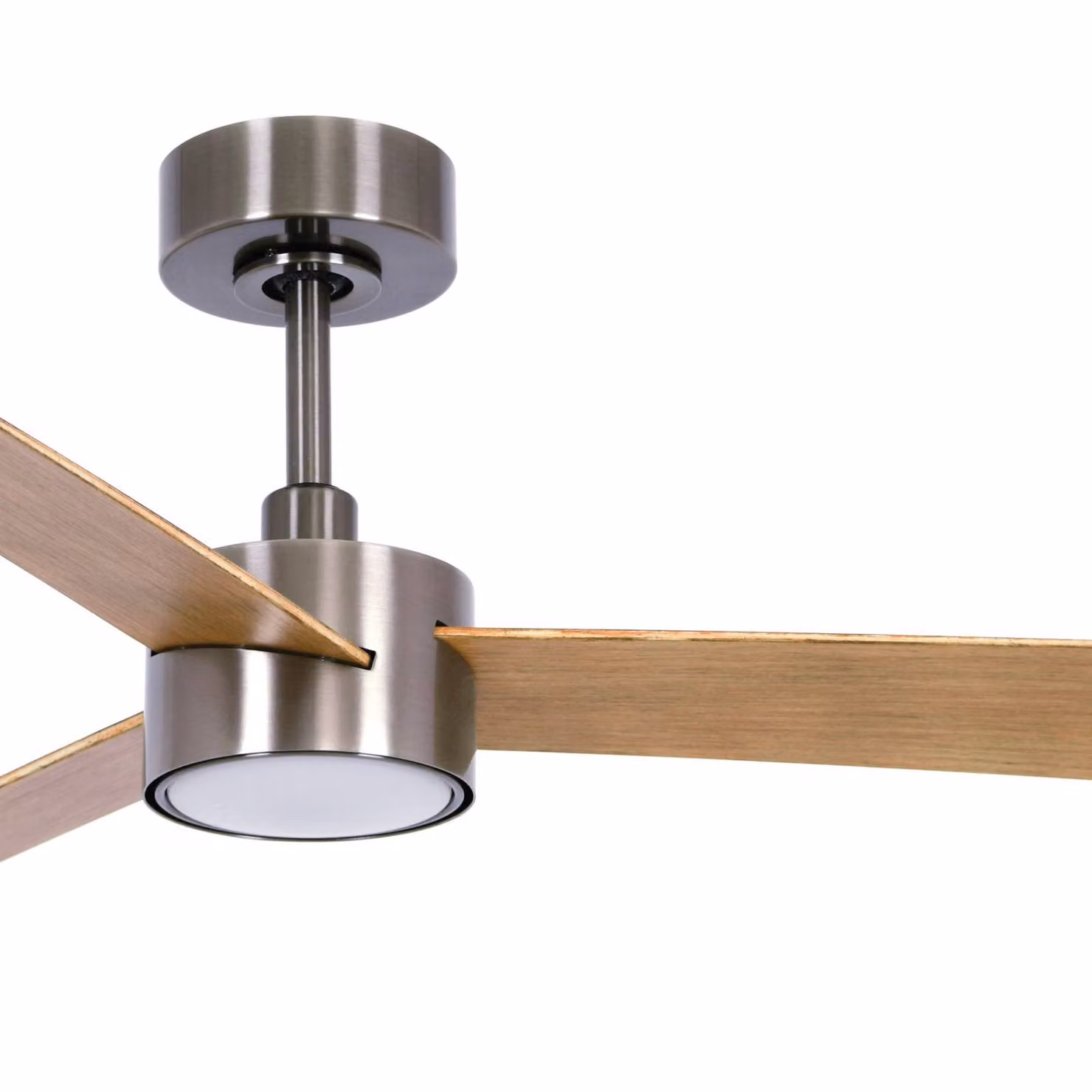 Beacon Lighting Ventilatore da soffitto con luce Climate IV, nichel/teak, silenzioso dimmerabile, Legno chiaro, Soggiorno / Sala da pranzo, Plastica, Moderno