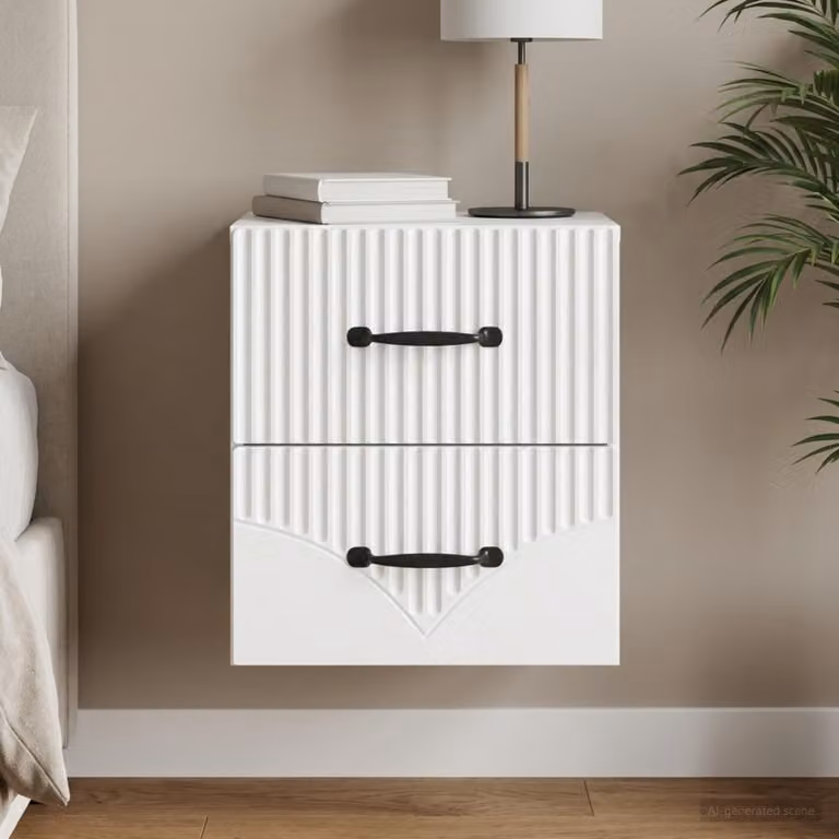 vidaXL Mobiletto da notte sospeso con cassetto Bianco L 34,5 cm x P 33 cm x H 40 cm
