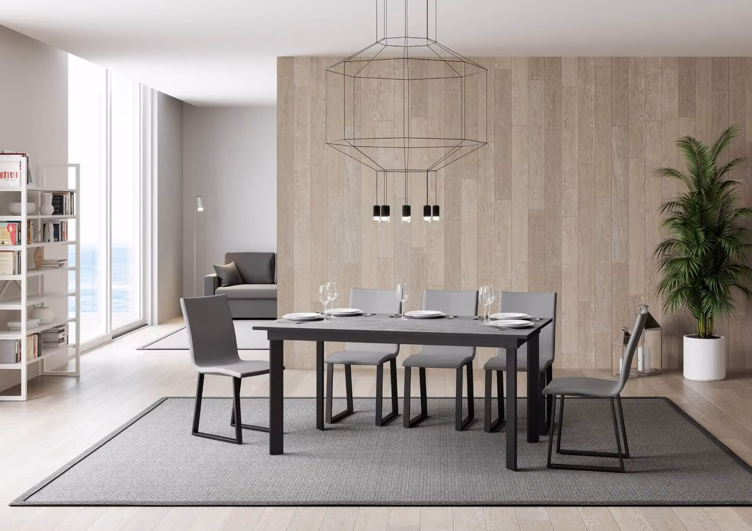 ITAMOBY - Tavolo allungabile 160/220x90 cm Cumar cemento telaio e gambe antracite