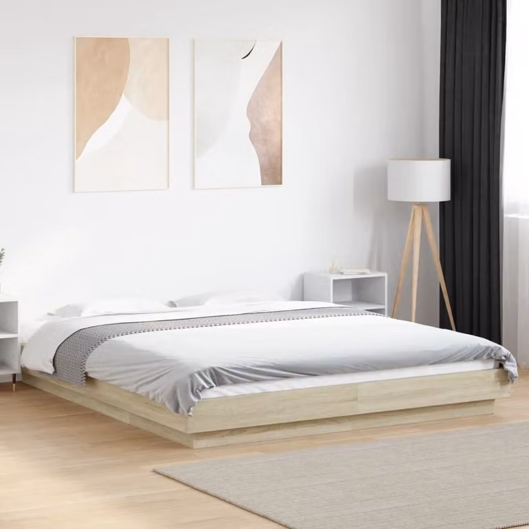 Giroletto vidaXL con Luci LED e Porta USB, Rovere Sonoma, L/P: 150 x 200 cm