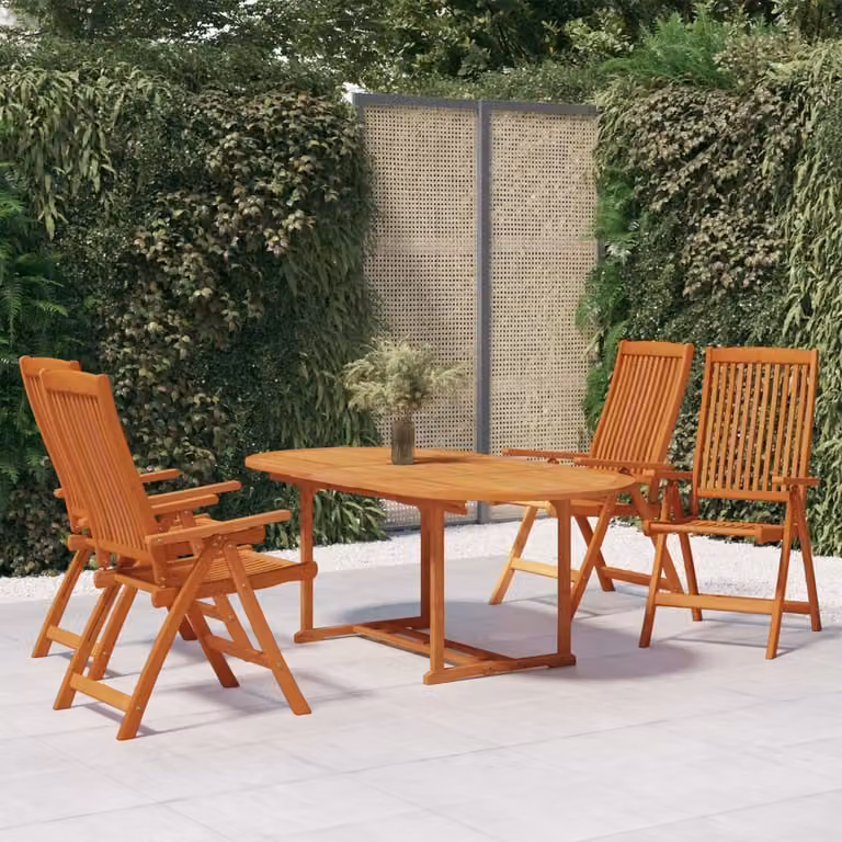 The Living Store Set da pranzo da giardino 5 pz. Set da pranzo da giardino in legno massiccio di eucalipto