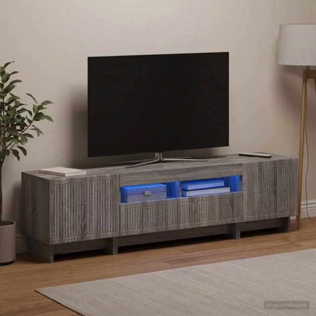 Mobile TV LED a 5 pezzi Sonoma grigio Legno ingegnerizzato 3416425