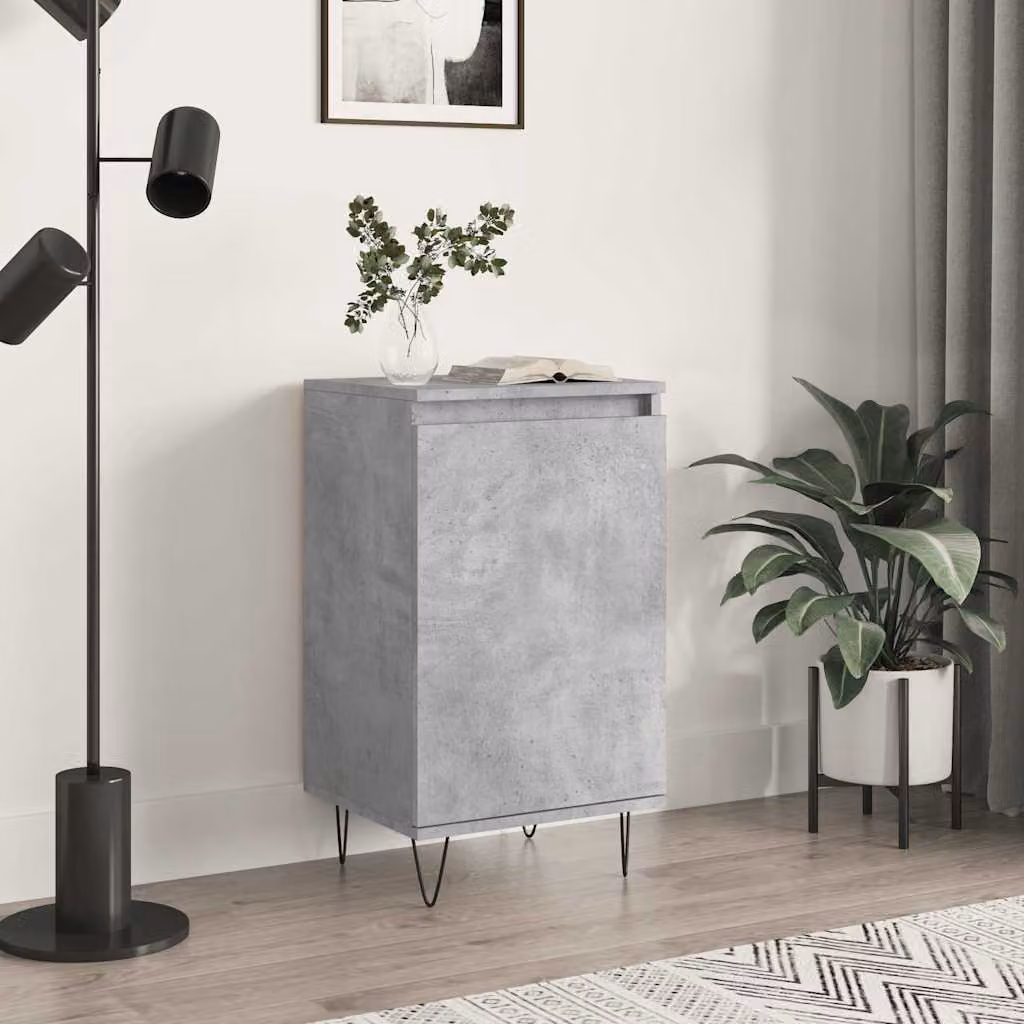 Credenza moderna vidaXL in legno multistrato e metallo, Grigio e Bianco, L: 40 cm, P: 35 cm, H: 70 cm