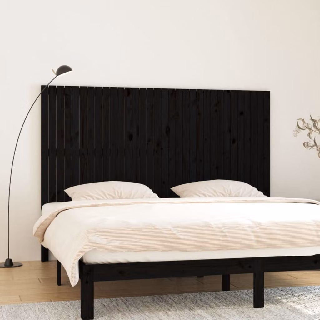 Testiera da parete vidaXL in legno massello di pino nero L: 204 cm, H: 110 cm, P: 3 cm