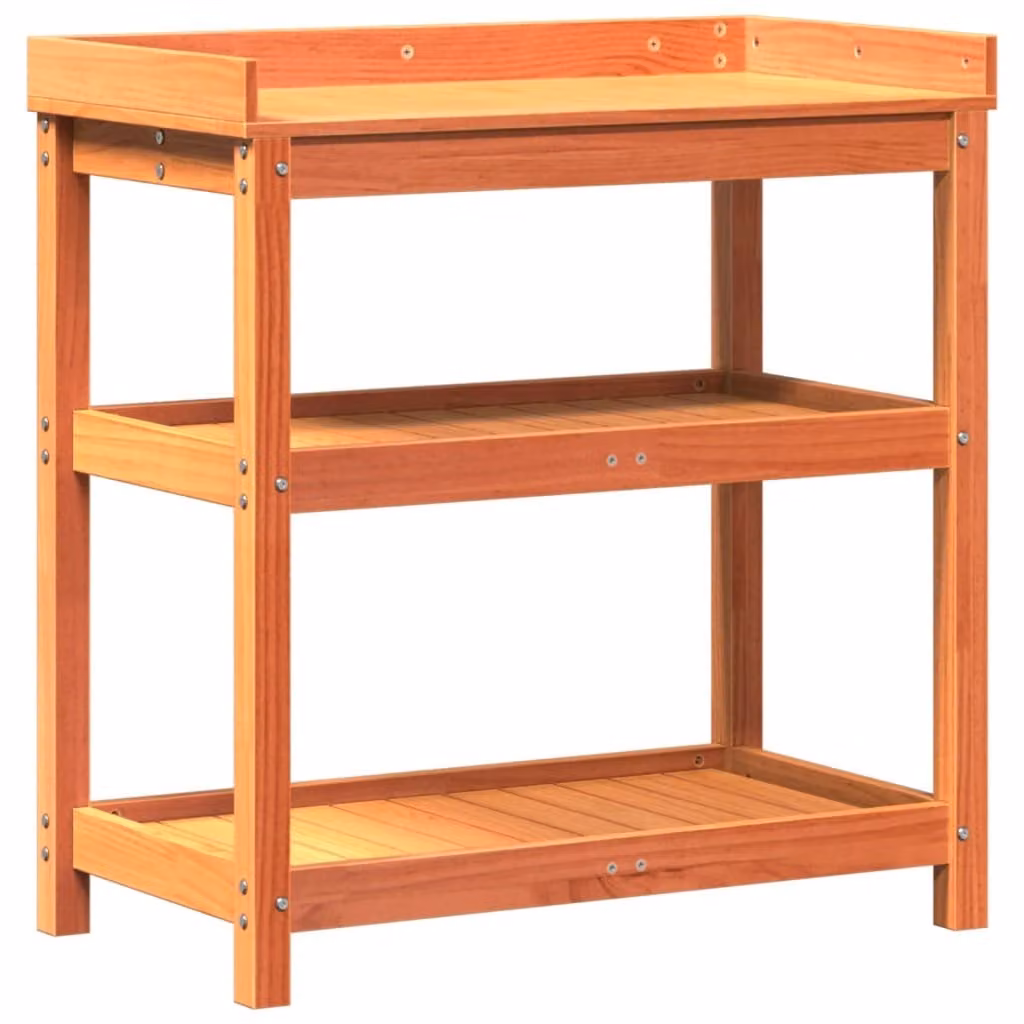 Tavolo per piante con ripiani Brown 82,5x45x86,5 cm in legno di pino massiccio