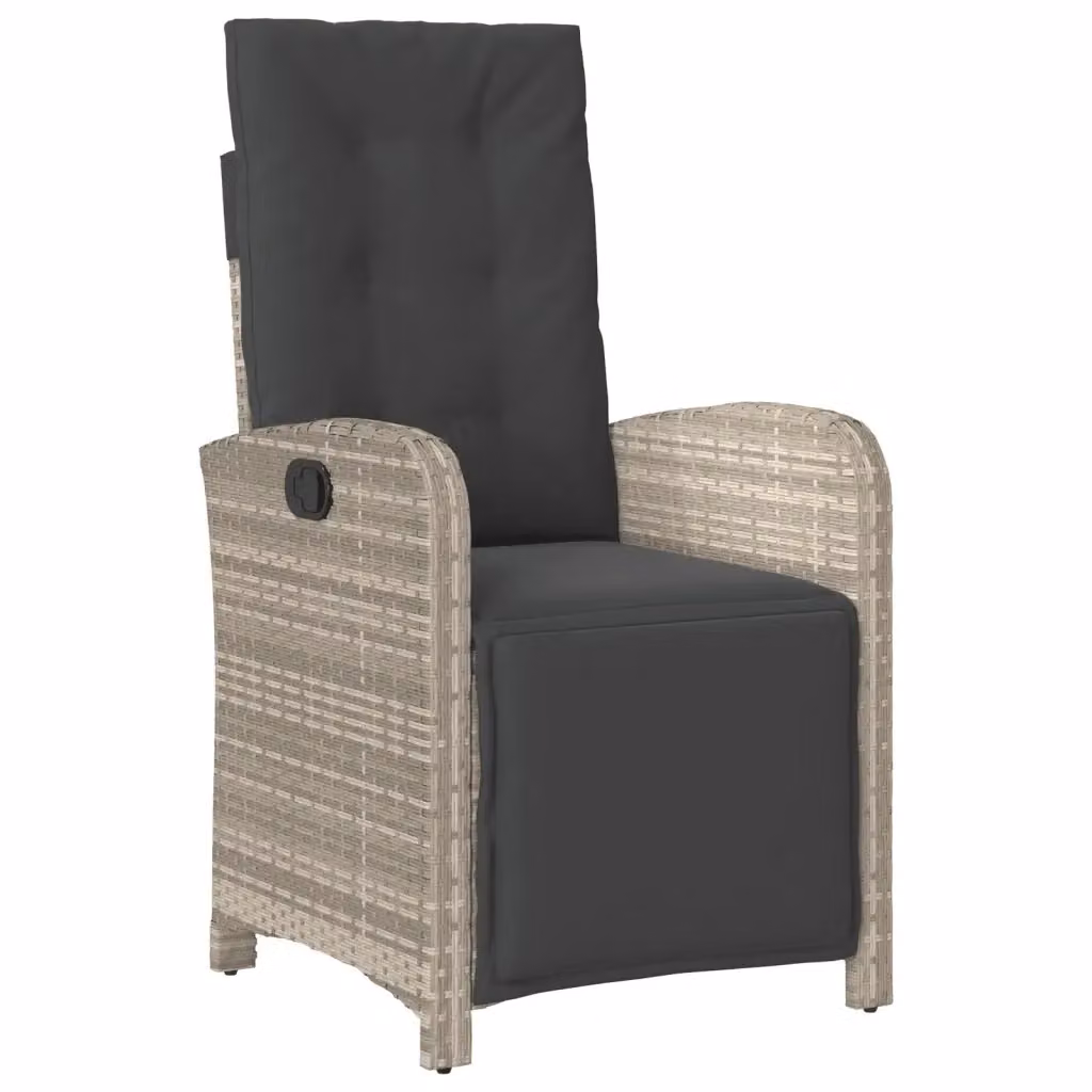 Sedia da giardino reclinabile vidaXL in rattan antracite con poggiatesta regolabile e braccioli – 2