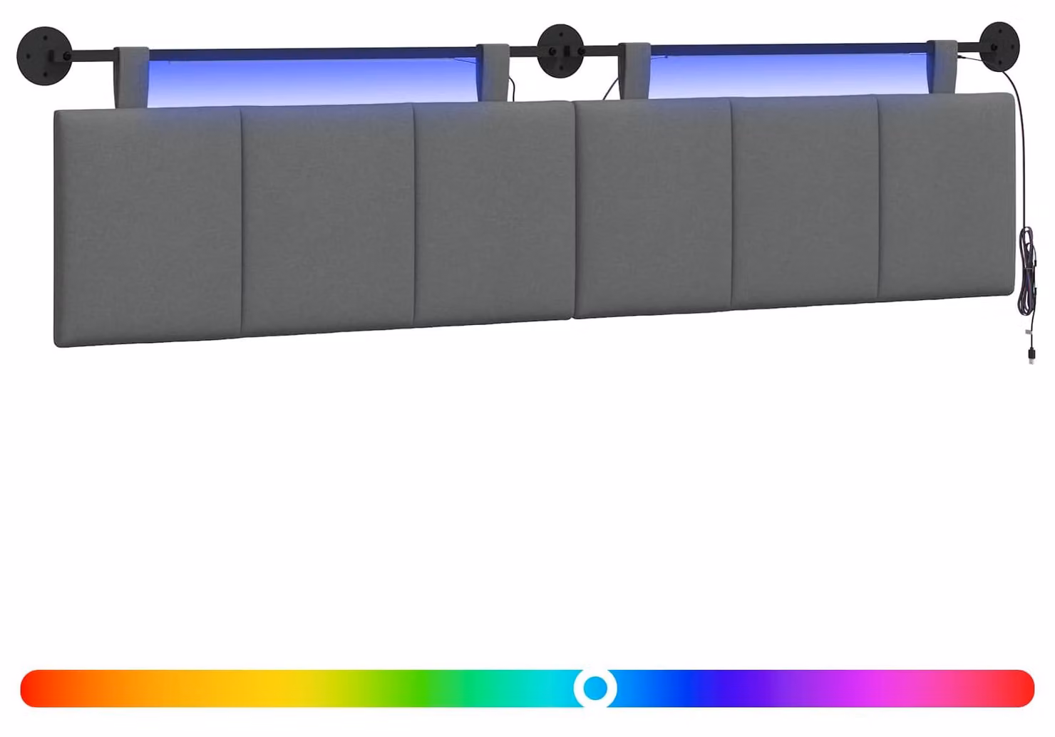 Testiera sospesa Con luce LED Grigio Scuro Tessuto