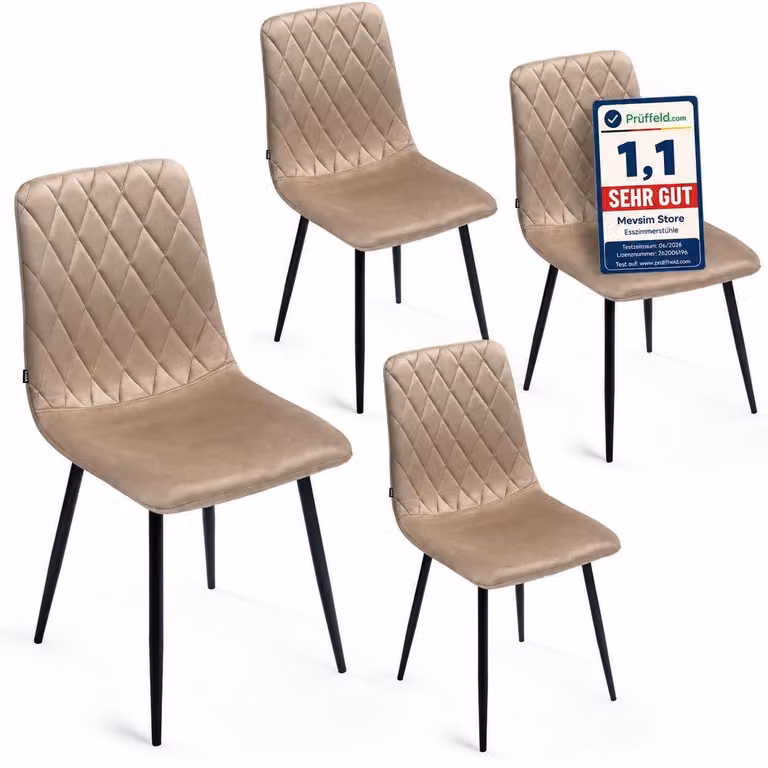 Set di 4 sedie da pranzo in velluto con gambe in acciaio