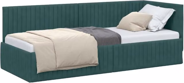 Letto singolo | Letto per adulti | Cornice del letto ad angolo Verde Scuro 80 cm x 200 cm Velluto
