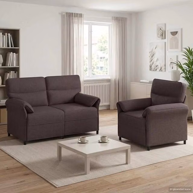 Set di divani 2 pz Marrone Scuro Tessuto 3424847