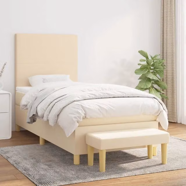 Letto Ibrido con Giroletto a Molle e Materasso vidaXL, Colore Beige e Bianco, L/P/H: 80 x 200 x 203 cm