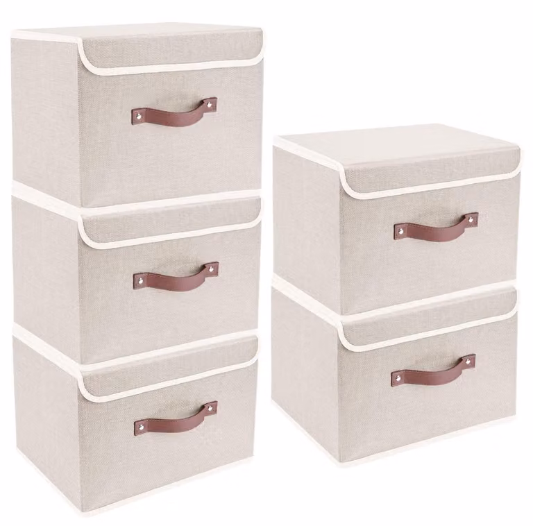 Set di 5 contenitori pieghevoli con coperchio