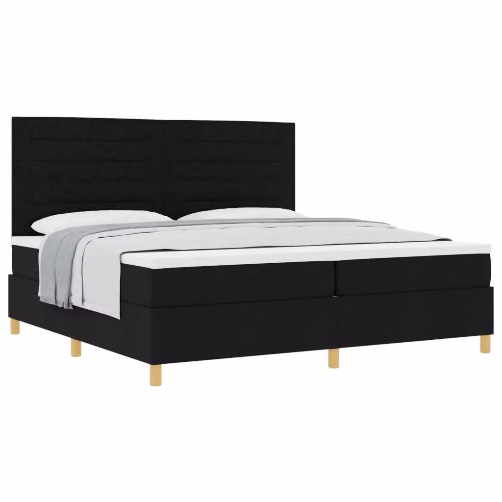 Letto a molle moderno vidaXL con testiera in tessuto nero e cassetti L/P/H: 200 x 200 x 28 cm – 2
