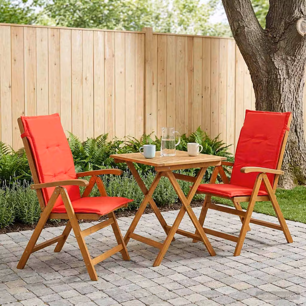 Set di 2 sedie da giardino reclinabili vidaXL in legno di acacia naturale con cuscini inclusi