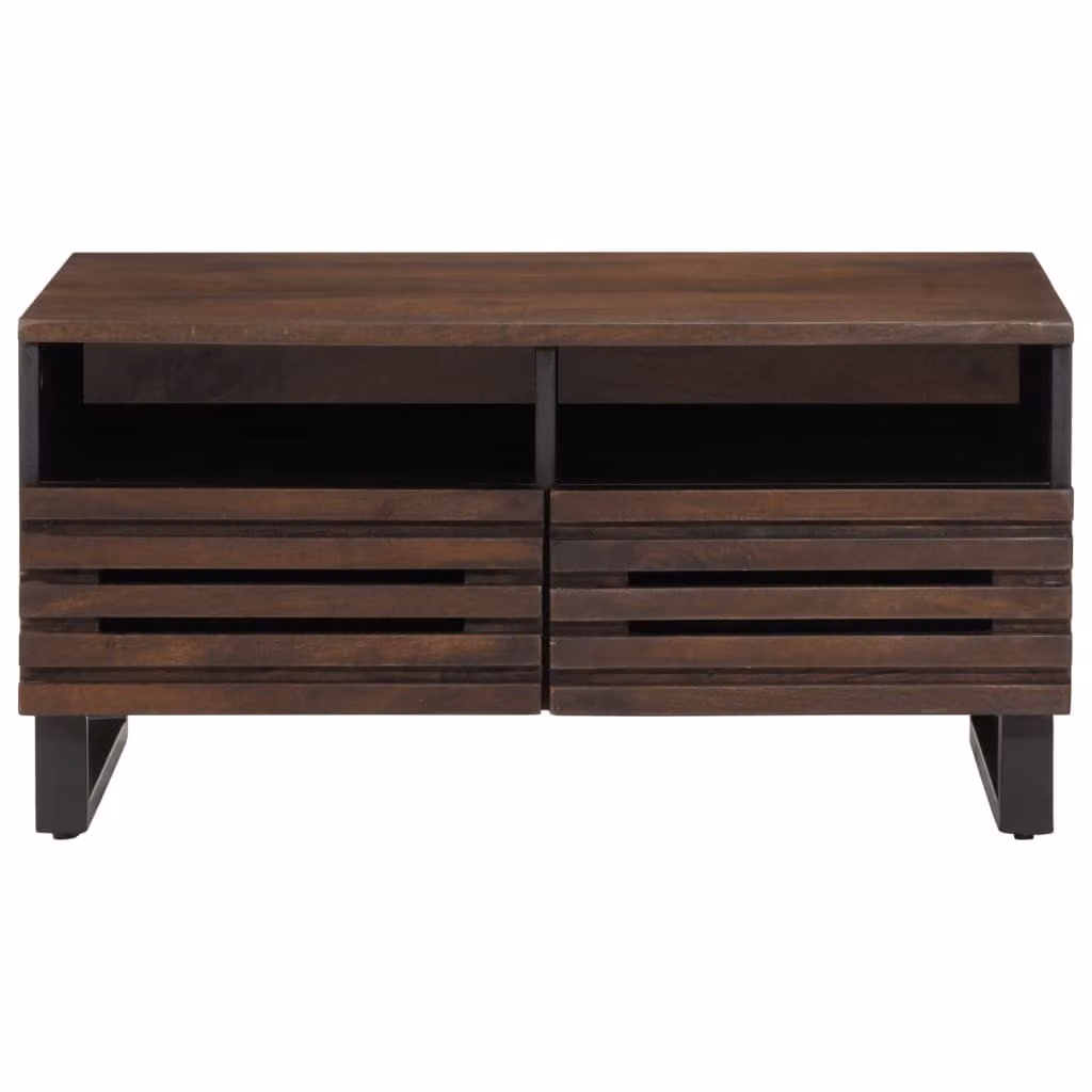 Tavolino da Salotto Marrone 80x55x40 cm Legno Massello di Mango
