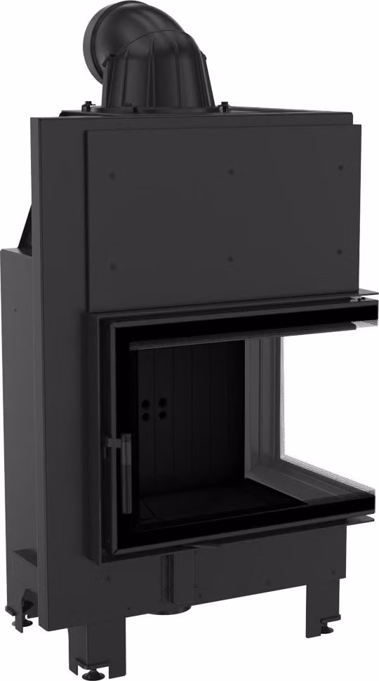 Inserto camino in acciaio KRATKI MBZ destro 13 kW Ø 200 vetro curvo rivestimento nero