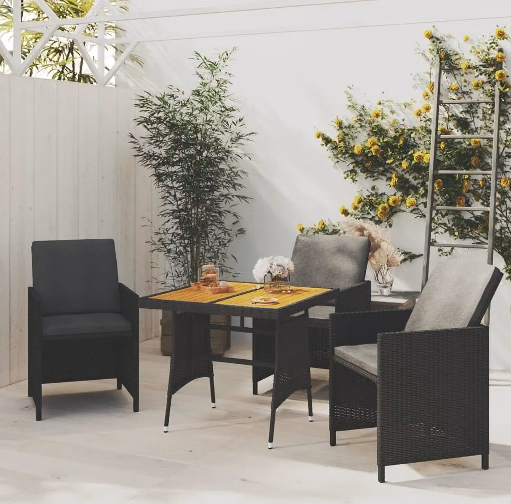 Maison Exclusive - Tavolo da giardino nero 70x70x72 cm in rattan sintetico e legno massello di acacia