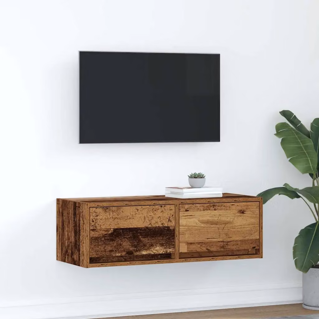 vidaXL Mobile Porta TV in Legno Antico Marrone con Compartimenti Media L: 80 cm, P: 31 cm, H: 25,5 cm