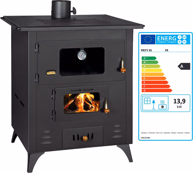 EEK A - Forno da cucina Fornello a legna Fornello in ghisa Top Prity 1P50 R 14kw