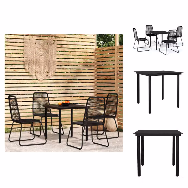 vidaXL Set da pranzo da giardino 5 pezzi nero - Set di mobili da giardino