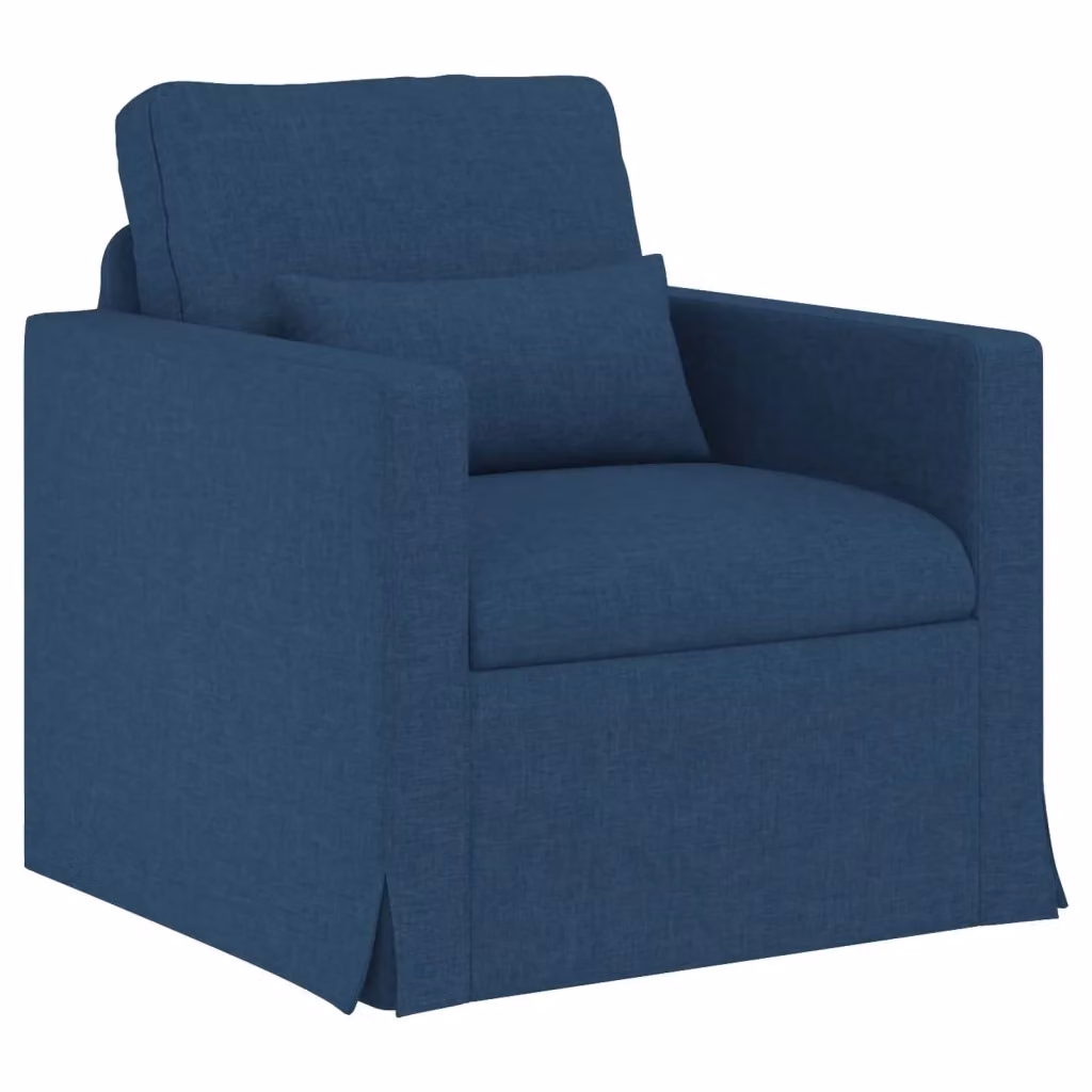 vidaXL Divano Blu in Tessuto con Struttura in Metallo e Imbottitura in Schiuma, L/P/H: 78 x 78 x 80 cm – 2