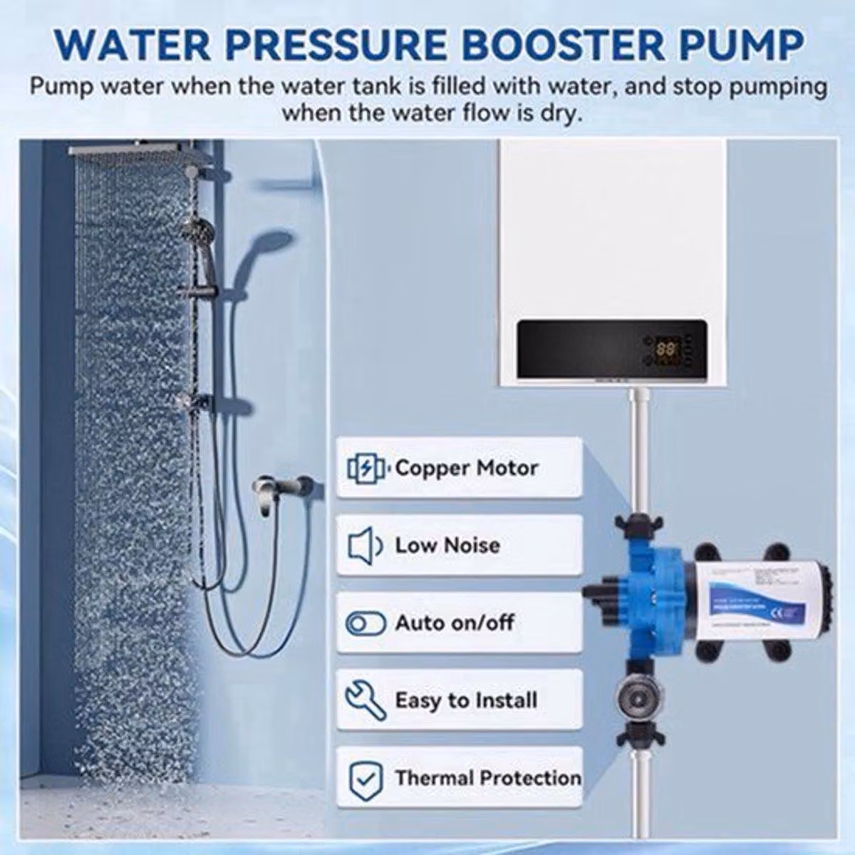 Pompa sommergibile a membrana, 220V, 88W – pompa per acqua autoadescante con avvio e arresto automatici e pressione di 3,1 bar
