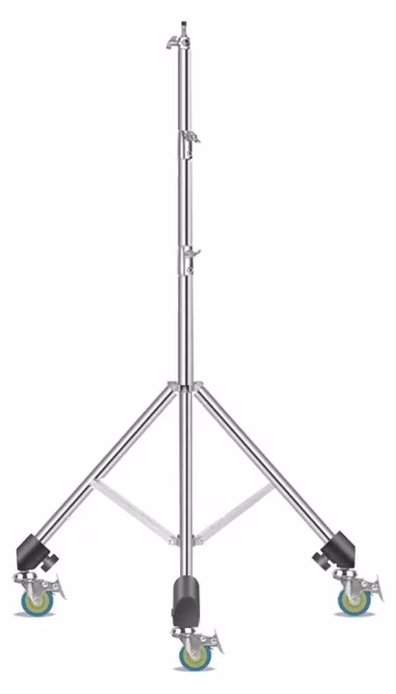 Treppiede fotografico, acciaio inossidabile, struttura resistente, 2,8 m, scarpe argentate