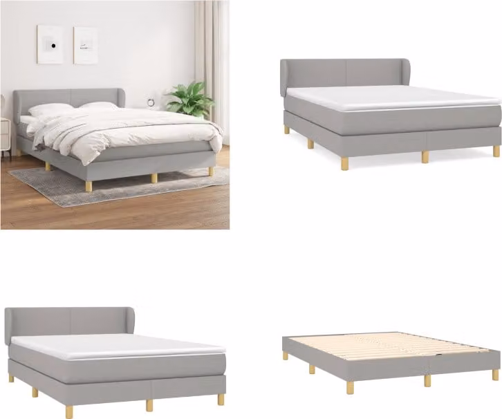 vidaXL Letto boxspring con materasso in tessuto grigio chiaro 140x190 cm - Letto boxspring - Boxspringbetten - Bett - Schlafzimmermöbel