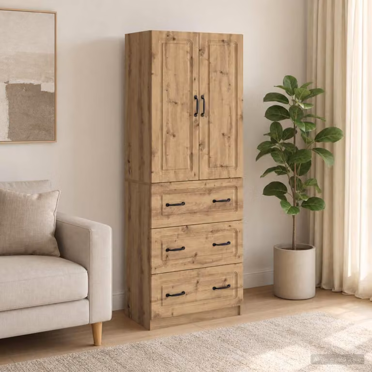 Set di 2 armadi vidaXL con ante scorrevoli in legno e metallo, colore marrone, L: 66 cm, P: 34,5 cm, H: 87 cm
