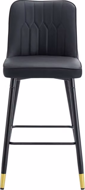 Set di 2 Sgabelli da Bar Moderni con Schienale e Poggiapiedi in Metallo e Similpelle Nera per Cucina e Bancone – 1
