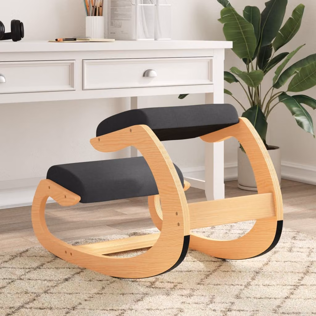 Sedia Inginocchiatoio vidaXL in compensato di betulla e quercia, colore nero, L 55 x P 55 x H 84 cm